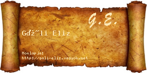 Gáli Eliz névjegykártya